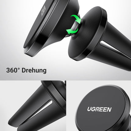 UGREEN autotelefonihoidja magnetiga õhutusava magnetiline telefonihoidja autole 360° kahe metallplaadiga magnetiline autotelefonihoidja, ühildub iPhone 15 Pro Max Plus 14 13 Galaxy S23 jne-ga (jäätunud)