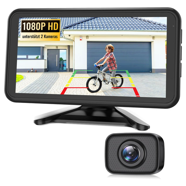 AUTO-VOX W12 juhtmevaba auto tahavaatekaamera: 5-tolline LCD 1080P juhtmevaba tahavaatekaamera toetab kahte kaamerat, tagurduskaamera retrofitseerimine stabiilse signaaliga, IP69K veekindel, öine nägemine autole, veoautole ja haagissuvilale