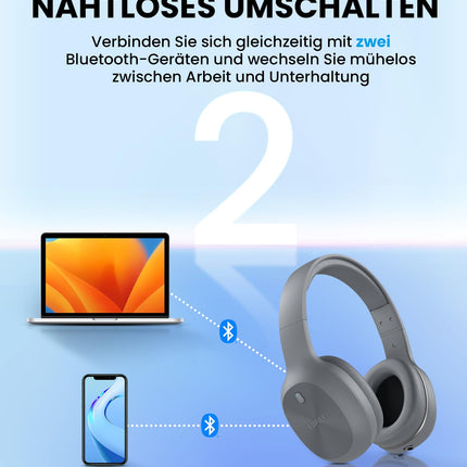 Edifier W600BT juhtmevabad kõrvaklapid, Bluetooth V5.1, kristallselged kõned, 40 mm draiverid, 30 tundi mänguaega, 2 seadme ühendus, sisseehitatud mikrofon, kerged - hallid