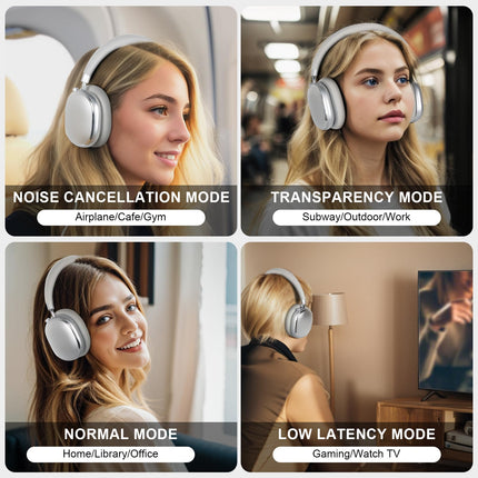T-fun NC95 hübriidsed mürasummutavad kõrvaklapid, kõrvapealsed kõrvaklapid, juhtmevabad, Bluetooth 5.3, läbipaistvusrežiim, sisseehitatud mikrofon, 65 tundi mänguaega, rakenduse juhtimine, loominguline ketasjuhtimine