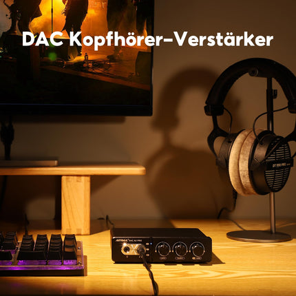AIYIMA DACA2 PRO mängude DAC kõrvaklappide võimendi jaotur USB mini stereo Hi-Fi dekooder optiline/koaksiaalne RCA/3,5 mm AUX-ile PS5 lauaarvuti mängimiseks