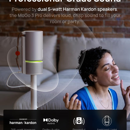 XGIMI MoGo 3 Pro 1080P miniprojektor, Google TV litsentseeritud Netflixiga, integreeritud reguleeritav alus, kaasaskantav projektor, 450 ISO luumenit, ISA 2.0, 2x5W Harman Kardon