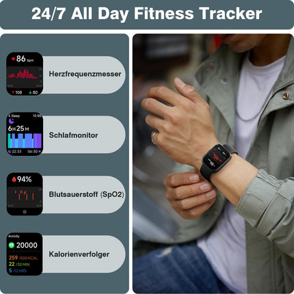 Nutikell naistele ja meestele, 1,8-tolline Fitpolo nutikell telefonifunktsiooniga/Alexa, aktiivsusmonitor pulsisageduse/unemonitoriga/IP68 veekindel aktiivsusmonitor naistele iPhone'i/Androidi jaoks, sammulugeja meestele