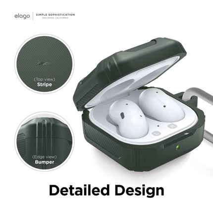 elago Armor Case Compatible with Samsung Galaxy Buds FE (2023), Galaxy Buds2 Pro Case, Compatible with Galaxy Buds2, Buds Pro Case, Compatible with Galaxy Buds Live Case (Dark Green)