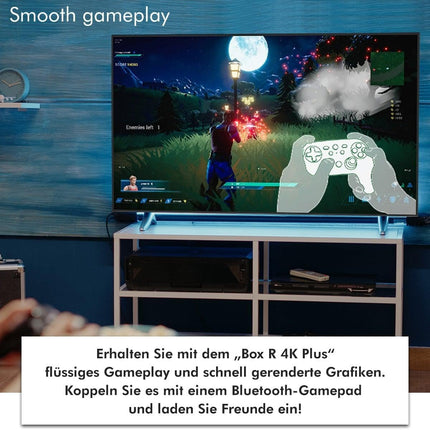 Homatics Box R 4K Plus Android 11 teleri meediapleier (32 GB välkmälu, Google, Netflix 4K Dolby Vision ja Atmos, Disney+, Prime Video, 4K UHD, AV1, 1 Gbit, DTS, HDR10+, WiFi 6, Bluetooth 5.0, valge)
