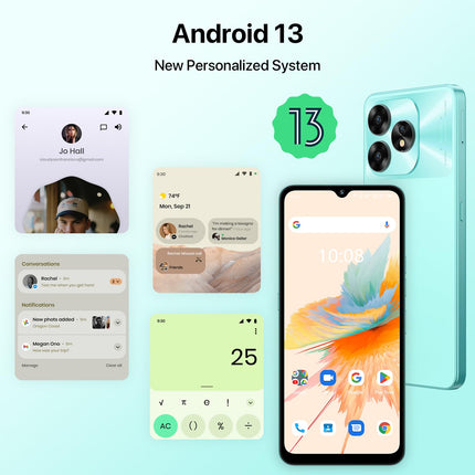 UMIDIGI A15 nutitelefon ilma lepinguta (2023), Android 13 NFC mobiiltelefon 16GB (8GB+8GB)+256GB (kuni 1TB), 64MP+16MP, 6,7" HD+ ekraan, 5000mAh+20W kiirlaadimine, 4G kahe SIM-kaardiga lukustamata mobiiltelefonid - valge