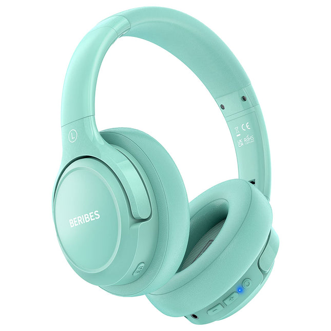 BERIBES Bluetooth-kõrvaklapid, 65 tundi juhtmevabad Bluetooth-kõrvaklapid 6 ekvalaiseri režiimiga, HiFi stereo, sisseehitatud mikrofon, kokkupandavad juhtmevabad kõrvaklapid mobiiltelefonidele/iPadile/sülearvutitele/arvutile (rohelised)