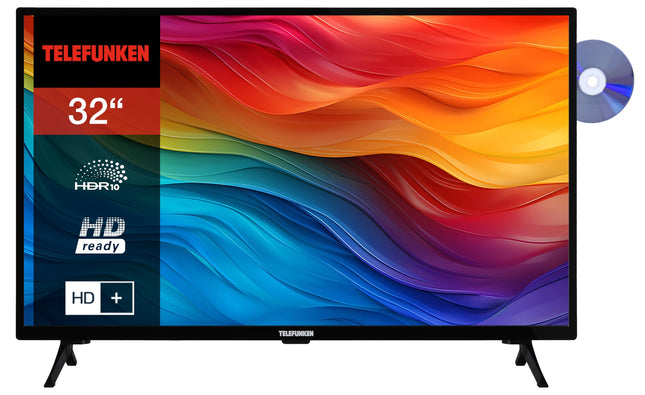 Telefunken XH32SO550SD Smart TV 32-inch TV (HD-Ready, HDR, Triple Tuner, DVD Player) including 6 months of HD+