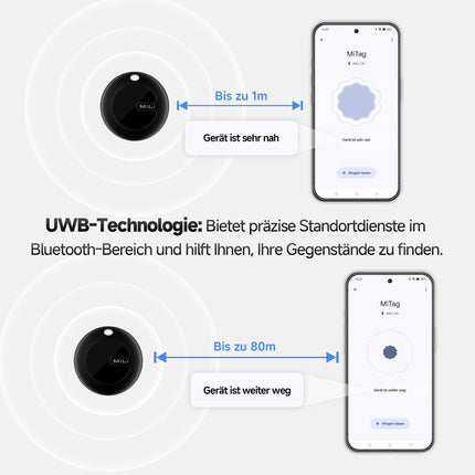 MiLi MiTag Androidi nutikas silt, võtmeleidja, mis ühildub Google Find My Device rakendusega (ainult Android), Bluetooth-võtmeleidja pagasi/kottide/kohvrite/rahakottide jaoks, must - 4 tk