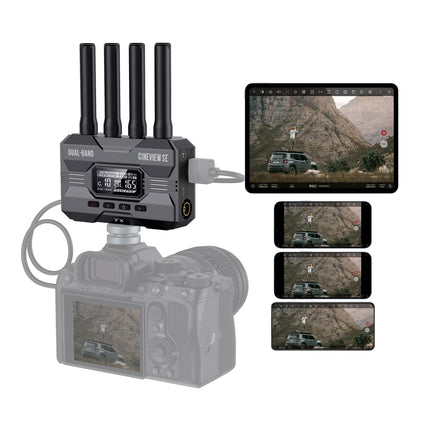 Accsoon CineView SE SDI ja HDMI juhtmevaba saatja, 2,4 GHz + 5 GHz kahesageduslik edastussaatja 1080P60fps, 1200 jalga/50ms, 0,05 s viivitusega, jälgib 4 rakendust (ainult saatja)