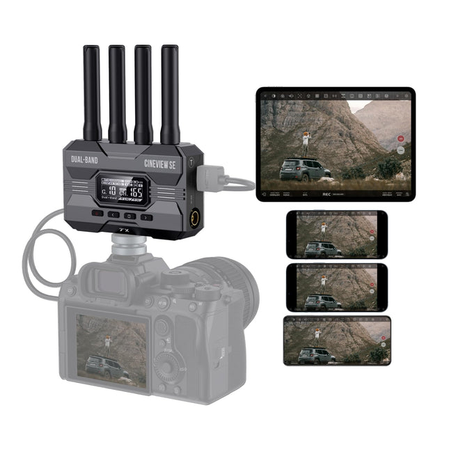 Accsoon CineView SE SDI ja HDMI juhtmevaba saatja, 2,4 GHz + 5 GHz kahesageduslik edastussaatja 1080P60fps, 1200 jalga/50ms, 0,05 s viivitusega, jälgib 4 rakendust (ainult saatja)