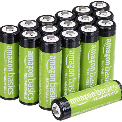 Amazon Basics AA NiMH laetavad akud, 2000 mAh, laeb kuni 1000 korda, eelnevalt laetud, 16 tk