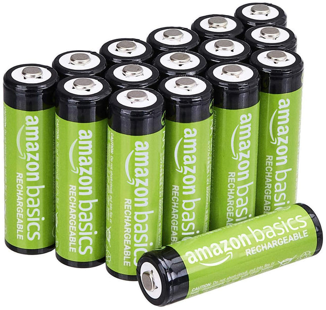 Amazon Basics AA NiMH laetavad akud, 2000 mAh, laeb kuni 1000 korda, eelnevalt laetud, 16 tk