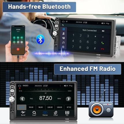 Inefala 1 DIN autoraadio Carplay ja Android Auto funktsioonidega, 7-tolline puutetundlik ekraan Bluetoothi, Mirror Linki, FM, AUX/TF/USB, SWC, ekvalaiseri ja tahavaatekaameraga