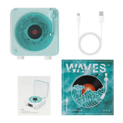 The Waves Vinyl Player, Newly Upgraded Vinyl Record Player with RGB Light, Home Audio Turntable, Vinyl Bluetooth Speaker, 3 Modes Stereo Sound, Sleep Aid with 4 Sounds of Nature