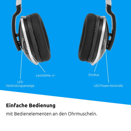TechniSat STEREOMAN 2 V2 - juhtmevabad 2,4 GHz kõrvaklapid (telerite ja muusikakeskuste jaoks, dokkimisjaamaga, AUX-sisendiga, optilise heli sisendiga) mustad