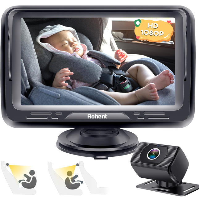 Beebiauto kaamera HD 1080P silmade kaitse selge öise nägemisega - tahapoole suunatud stabiilsusega tagaistme kaamera monitoriga turvatooli reisimiseks - beebiduši kingitused N06