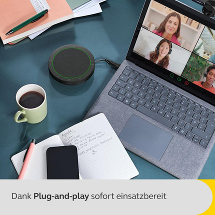 Jabra Speak2 40 Portable Speakerphone, 4 Noise-Cancelling Microphones, 50 mm Wideband Speaker, Wideband Audio, with USB-A and USB-C, Certified for Zoom and Google Meet, Dark Grey