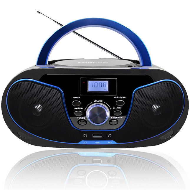 Kaasaskantav CD-mängija Boombox Bluetooth - FM-raadio, USB-sisendi ning AUX- ja kõrvaklappide portidega, 2 x 2-vatise RMS-stereosüsteemiga (LP-D02)