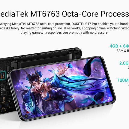 OUKITEL C17 Pro (2019) Android 9.0 4G Smartphone Unlocked - 6.35 inch Full Screen, 4GB + 64GB (256GB Expandable), Helio P23 Octa Core Dual-SIM Mobile Phone, 13 MP Camera, 3900mAh Battery, Black