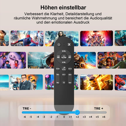 Hiwill Dolby Atmosega teleritele mõeldud heliriba, 200 W tippvõimsusega teleri heliriba juhtmega subwooferiga, Bluetooth 5.3 kõlar telerile, reguleeritavad kõrged ja bassid, HDMI eARC/Opt/AUX