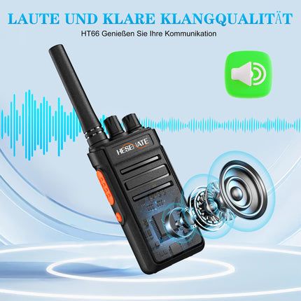 HESENATE HT66 raadio, PMR446 Walkie Talkie litsentsivaba pika levialaga Woki Toki 16 kanaliga raadiokomplekt Walky Talky pihuraadio VOX Scan USB C laadimisjaamaga (must, 4 tk komplekt)