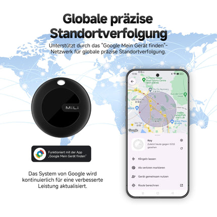 MiLi MiTag Androidi nutikas silt, võtmeleidja, mis ühildub Google Find My Device rakendusega (ainult Android), Bluetooth-võtmeleidja pagasi/kottide/kohvrite/rahakottide jaoks, must - 4 tk