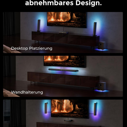 ULTIMEA 5.1-kanaliline Dolby Atmose heliriba, RGB-valgustusega heliriba kodukinole, 3D-ruumilise heli süsteem rakenduse juhtimisega, subwooferiga heliriba, reguleeritav ekvalaiser, Bluetooth 5.3, HDMI eARC, Apollo S80