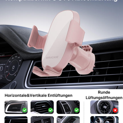 Miracase Car Phone Holder Universal [Strong Suction Cup and Metal Hook] Car Phone Holder Ventilation Dashboard Windshield Phone Holder iPhone Samsung Galaxy All Smartphones Pink