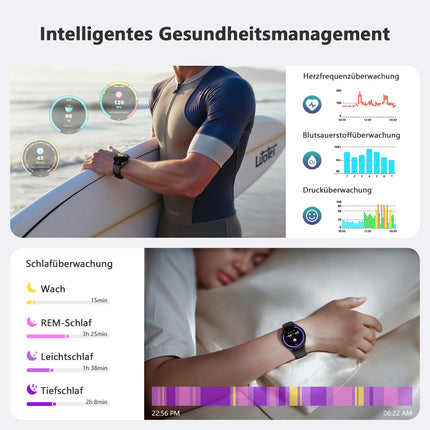 Blackview Smartwatch Men Women, 1.43'' AMOLED Screen, Virtual Always-On Clock, Fitness Watch with Phone Function, Make/Receive Calls, Sports Watch, Pedometer, Heart Rate Sleep Monitor, for Android iOS