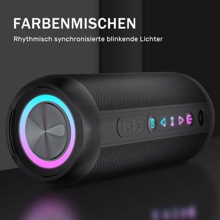 Portable Bluetooth speaker with deep bass, IP66 waterproof, dustproof, RGB lighting, AUX/TF, wireless box with 30W TWS stereo, 30 hours battery life speaker for home, outdoors, cycling