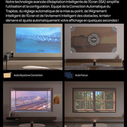 XGIMI Halo+ GTV 1080P kaasaskantav projektor, Google TV litsentseeritud Netflixiga, 700 ISO luumenit, 2x5W Harman Kardon, autofookus, WiFi, 200-tolline ekraan, sisseehitatud aku 2,5-tunnise mänguajaga