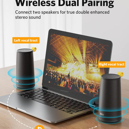EarFun UBOOM Bluetooth Speaker, 24W Deep Bass, 360° Stereo Sound, IPX7 Water Resistant, Mini Music Box, Portable, USB-C Fast Charging, Wireless Speaker, 16 Hours Playtime for Indoor and Outdoor Use