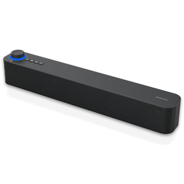 Atlantis Soundbar PC 20W, arvutikõlar, 3,5 mm pesa + Bluetooth 5.3 nutitelefonile, FireTV-le, plaadimängijale, 2400 mhA aku, FM-raadio, arvutikõlar, kaasaskantav, teler, nutitelefon 420x60x74 mm P003-C0820-B