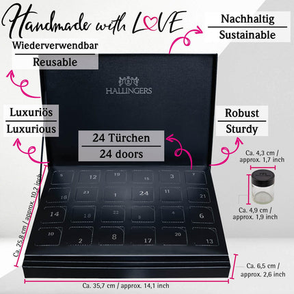Hallingersi vürtside advendikalender ja premium-santoku - vürtside advendikalender, 24 vürtsi ja premium-noa komplekt (komplekt) - emadepäeva- ja isadepäevakingitused | New Home Hanukkah Friends