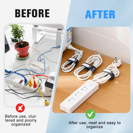Reusable colored cable ties with writable labels, hook and loop cable ties, adjustable cable ties, with labels for organizing, 20 cm x 2 cm, 6 bright colors, multi-purpose,