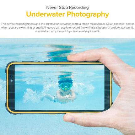 Ulefone Armor X8 Outdoor Smartphone without Contract, 4GB+64GB, 256GB External SD, Android 10 Mobile Phone IP68 Waterproof, 13MP Triple Camera Underwater, 5080mAh Battery, NFC Fingerprint, 5.7'' HD+ Black