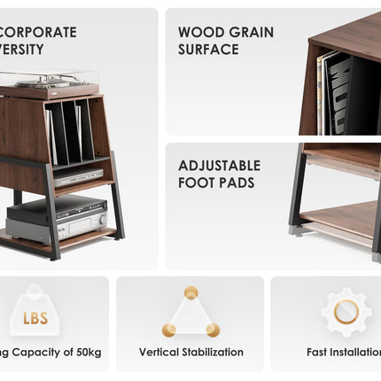 FITUEYES DESIGN Plaadimängijalaud Hifi riiul plaadimängijale vinüülplaatide kompaktne süsteem plaadimängija riiul moodne elegantne Eiffeli seeria