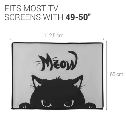 kwmobile 49-50" TV Cover - TV Screen Protector Cover - TV Screen Dust Cover - Cat Meow Grey Black