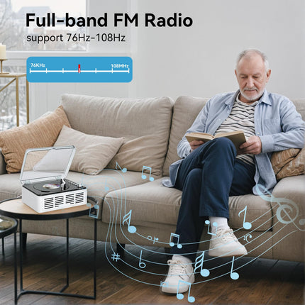 Gueray CD-mängija, Bluetooth-raadio, CD-mängija ja kõlari tugi, USB-taasesitus, AUX-taasesitus audioraamatute jaoks, valge