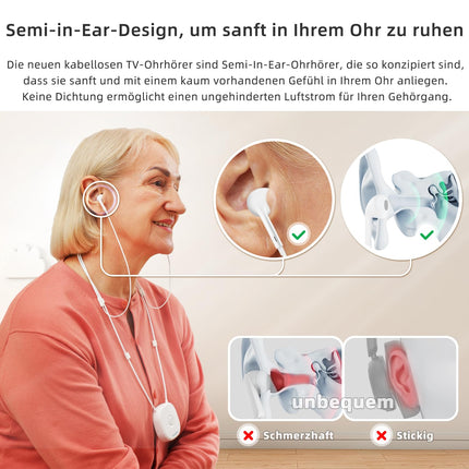 Holdsound juhtmevabad kõrvaklapid telerile - kõrvaklapid telerile USB-saatjaga (optiline, 3,5 mm), L/R tasakaalu helitugevuse reguleerimine, lihtne seadistamine eakatele, 30 M, 15 tundi (hall)