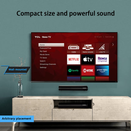 Bluetooth Soundbar for TV devices, PC speakers, remote control included, compact, with 3 EQ modes for TV 4K Home Cinema, PC, video projector, mobile phones