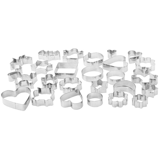 Amazon Basics küpsisevormid, erinevad kujundid, 4–9 cm, 25 tk komplekt, hõbedane