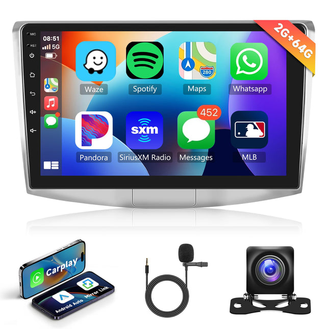 2G+64G Android autoraadio 2 DIN VW Magotan/CC Passat B7/B6 2010-2015 koos Apple Carplay, Android Auto Navi, GPS, WIFI, 10,1-tolline autoraadio peegliühendusega, Bluetooth, FM/RDS, DAB/OBD/DVR/SWC tahavaatekaamera