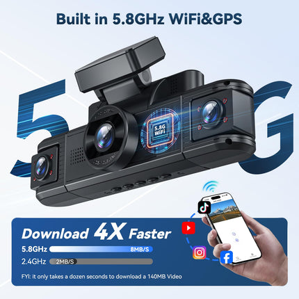 Adelagnes 4K autokaamera esi- ja taga GPS-i, WiFi-ga, 3,18" IPS-ekraan, tasuta 64 GB mälukaart, öönägemine, G-andur, tsükkelsalvestus, 170° lainurk-WDR