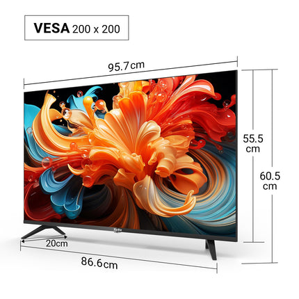 TuTu TUS43UQ1A nutiteler 43-tolline (108 cm) 4K UHD LED-teler Android-teler WiFi, HDR, kolmekordse tuuneriga DVB-C/S/S2/T/T2, Bluetooth, Prime Video, Netflix, YouTube, DAZN, Disney+