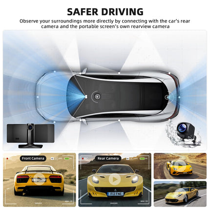 10,26-tolline juhtmevaba Carplay Android Auto ekraan, kaasaskantav autostereo 4K armatuurlauaga + 1080P tahavaatekaamera, Siri/Google Assistant, GPS-navigatsioon, Bluetooth, Mirror Link, FM, 64G TF kõikidele sõidukitele