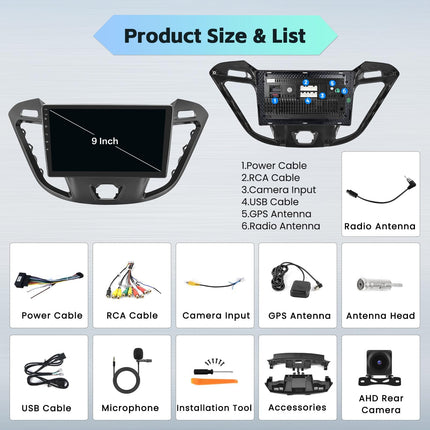 [8 südamikku 4G + 64G] Hikity autoraadio Android 13 Ford Transit Tourneo Custom 2013-2019 9-tollise puutetundliku ekraaniga raadio 1280 * 720 piksliga 32EQ FM RDS juhtmevaba Carplay Android Auto GPS navigatsioon tahavaatekaamera