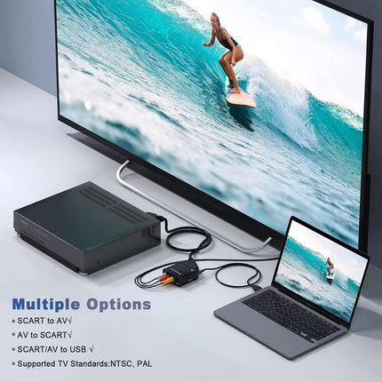 VIXLW Video Grabber videokaart, video digitaalmuundur, VHS digitaalmuundur, teleri Hi8 VHS-i DVD-le edastamise kaart, RCA USB-videomuundur koos AV-SCART adapteri ja RCA-kaabliga