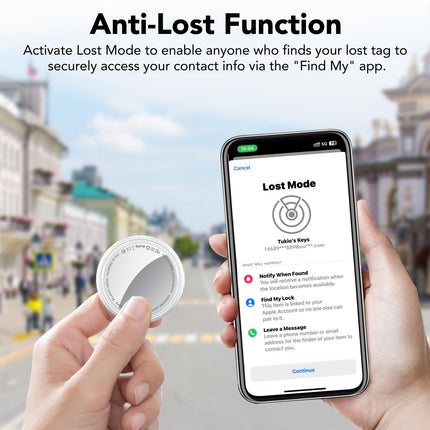 Õhus jälgiv kiip, võtmeleidja, mis ühildub Apple Find My? rakendusega (ainult iOS, Android ei ole toetatud), 100dB heli, Bluetooth-jälgija pagasi/kottide/kohvrite jaoks, esemete leidja vahetatavate patareidega - valge (1 pakk)